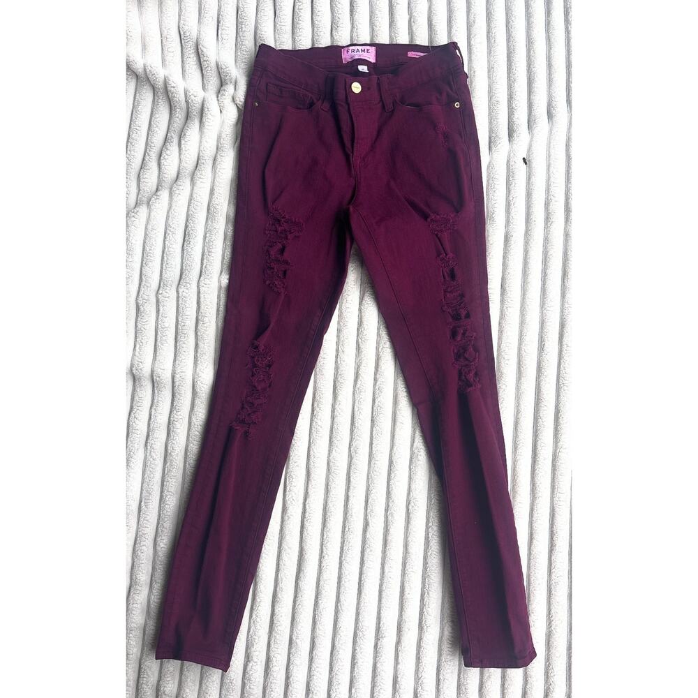 FRAME Le Skinny de Jeanne Burgundy Wine Red Jeans Size 27 EUC